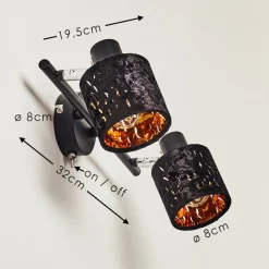 Applique Murale Liared Noir, 2 Lumieres