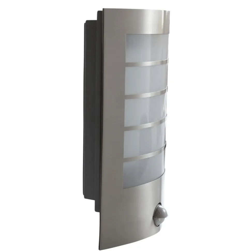 Applique Murale Lutec Slim Led Acier Inoxydable, 1 Lumiere, Detecteur De Mouvement