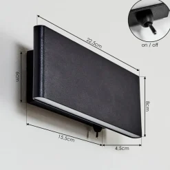 Applique Murale Mosambik Led Noir, Blanc, 1 Lumiere