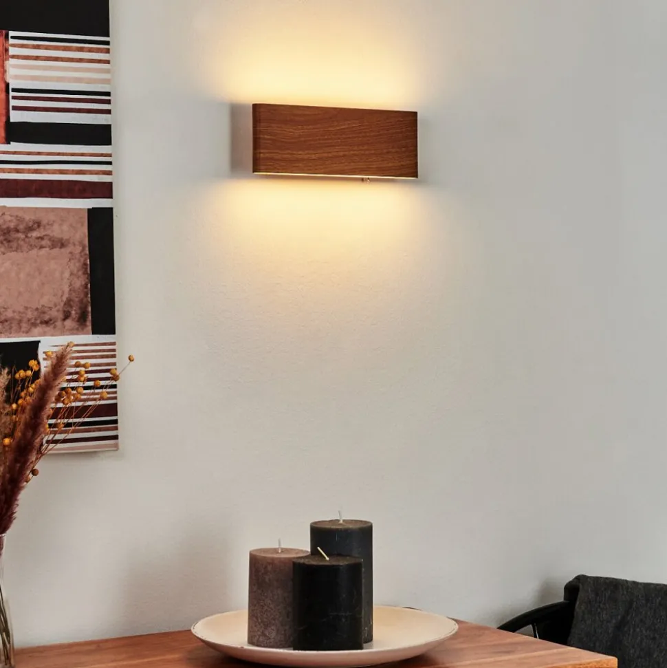 Applique Murale Mosambik Led Brun, Bois Fonce, Nickel Mat, 1 Lumiere