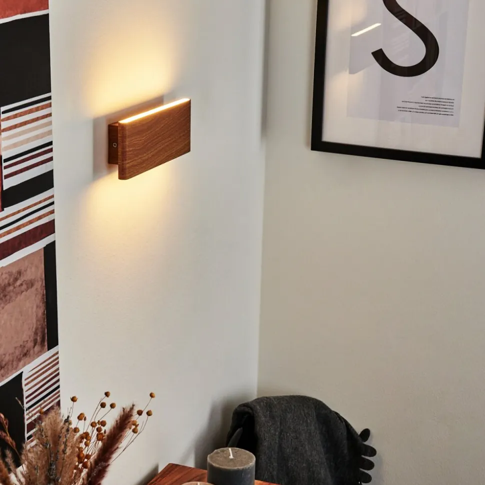 Applique Murale Mosambik Led Brun, Bois Fonce, Nickel Mat, 1 Lumiere