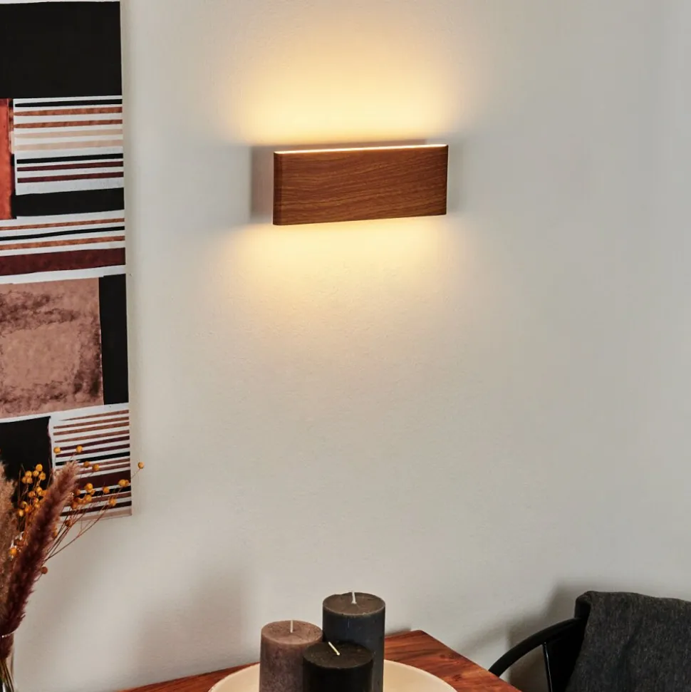 Applique Murale Mosambik Led Brun, Bois Fonce, Nickel Mat, 1 Lumiere