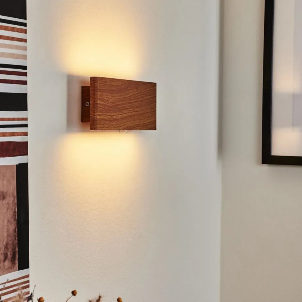 Applique Murale Mosambik Led Brun, Bois Fonce, Nickel Mat, 1 Lumiere
