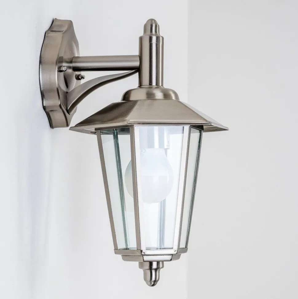 Applique Murale Moskau Down Acier Inoxydable, Transparent, 1 Lumiere