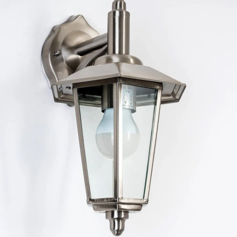 Applique Murale Moskau Down Acier Inoxydable, Transparent, 1 Lumiere