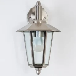 Applique Murale Moskau Down Acier Inoxydable, Transparent, 1 Lumiere