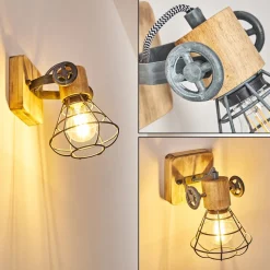 Applique Murale Nifun Brun, Gris, 1 Lumiere
