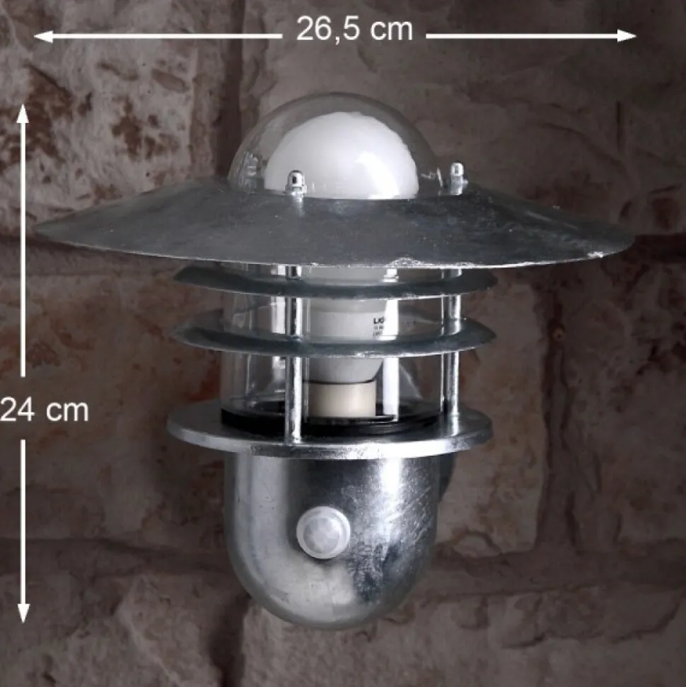 Applique Murale Nordlux Agger Sensor Zingue, 1 Lumiere, Detecteur De Mouvement