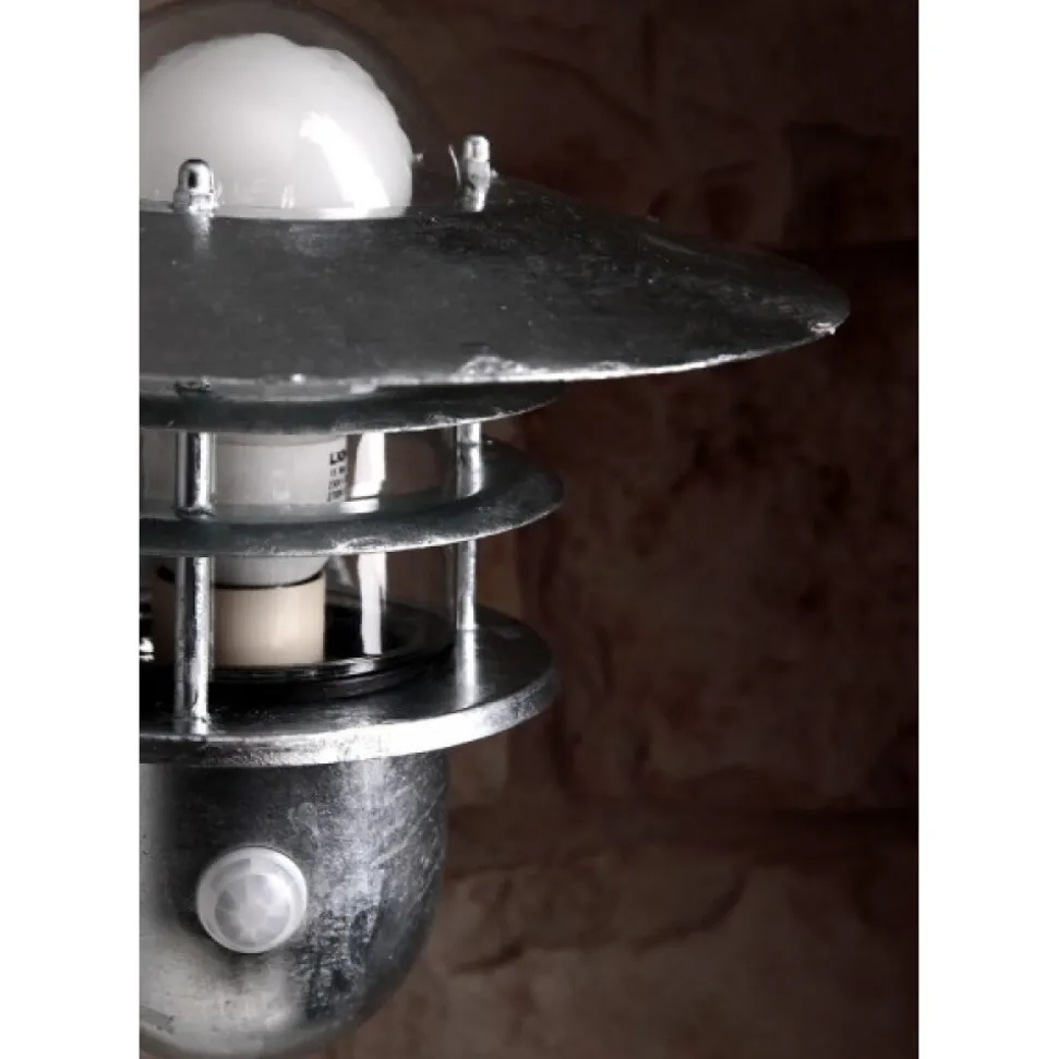 Applique Murale Nordlux Agger Sensor Zingue, 1 Lumiere, Detecteur De Mouvement