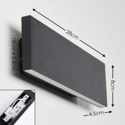 Applique Murale Obion Led Anthracite, 2 Lumieres