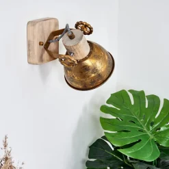 Applique Murale Orny Bronze, Bois Clair, 1 Lumiere