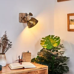 Applique Murale Orny Bronze, Bois Clair, 1 Lumiere