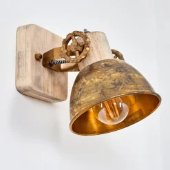 Applique Murale Orny Bronze, Bois Clair, 1 Lumiere