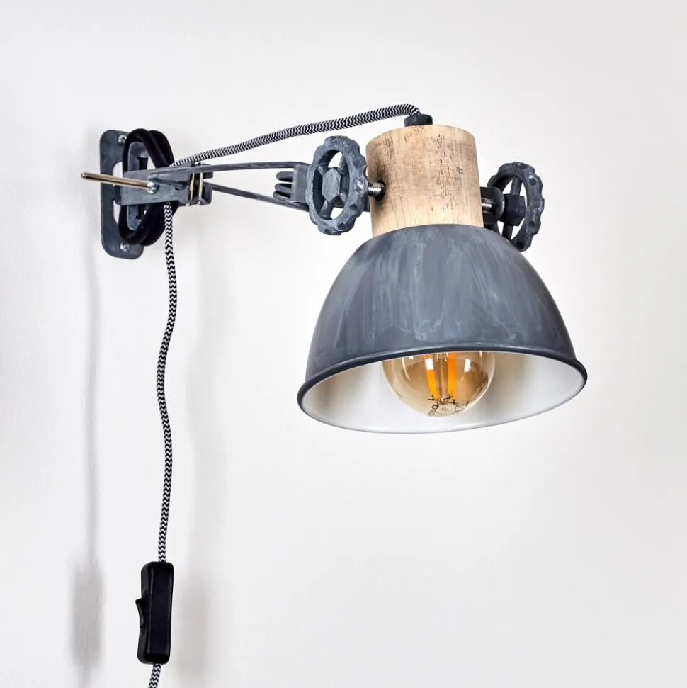 Applique Murale Orny Gris, Bois Clair, 1 Lumiere