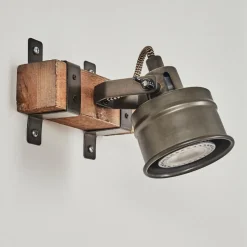 Applique Murale Pehefito Gris, Bois Fonce, Noir, 1 Lumiere