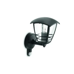 Applique Murale Philips Mygarden Creek Noir, Transparent, 1 Lumiere, Detecteur De Mouvement