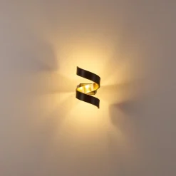 Applique Murale Rezat Led Noir Dore, 1 Lumiere