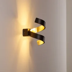 Applique Murale Rezat Led Noir Dore, 1 Lumiere