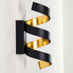 Applique Murale Rezat Led Noir Dore, 1 Lumiere