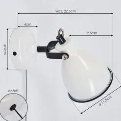 Applique Murale Selki Noir, Blanc, 1 Lumiere