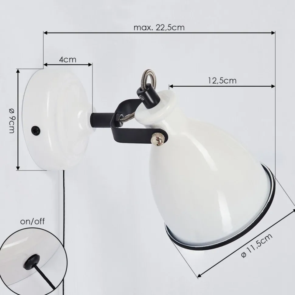 Applique Murale Selki Noir, Blanc, 1 Lumiere