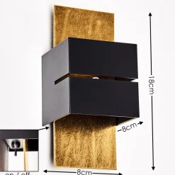 Applique Murale Tora Noir Dore, 1 Lumiere