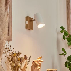 Applique Muralejavel Chrome, Couleur Bois, Ecru, 1 Lumiere