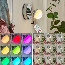 Applique Muralesanchequias Led Chrome, 1 Lumiere, Telecommandes, Changeur De Couleurs