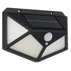 Applique Solaire Globo Led Noir, Transparent, 100 Lumieres, Detecteur De Mouvement