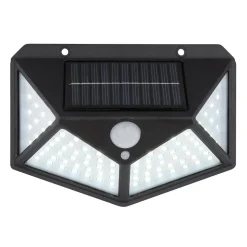 Applique Solaire Globo Led Noir, Transparent, 100 Lumieres, Detecteur De Mouvement