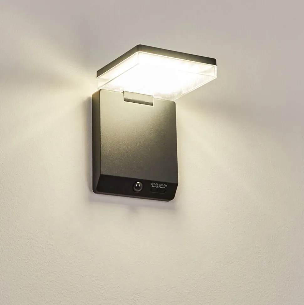 Applique Solairelonquimai Led Noir, 1 Lumiere, Detecteur De Mouvement