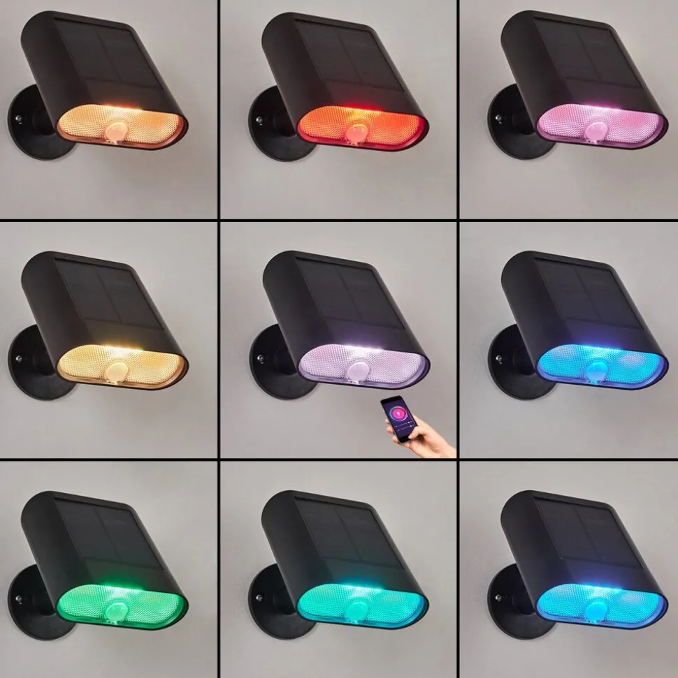 Applique Solaireusmagama Led Noir, 1 Lumiere, Detecteur De Mouvement
