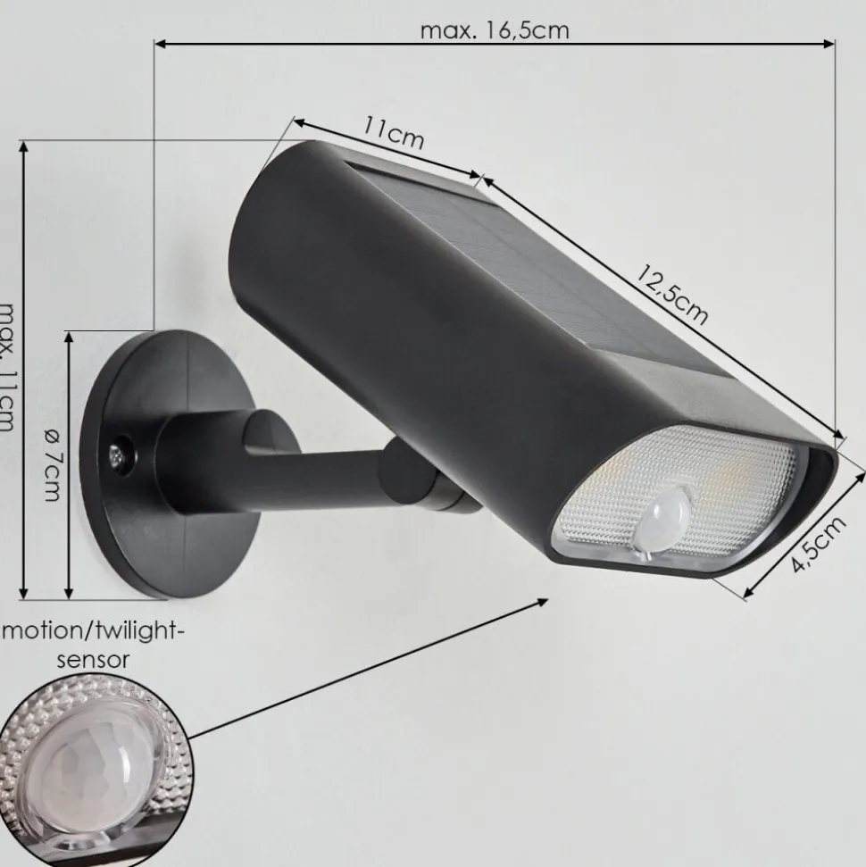 Applique Solaireusmagama Led Noir, 1 Lumiere, Detecteur De Mouvement