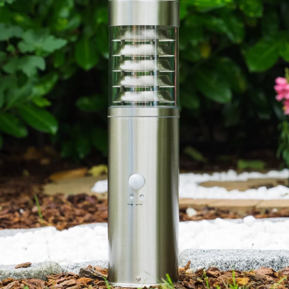 Borne D'Eclairage Dakar Acier Inoxydable, 1 Lumiere, Detecteur De Mouvement