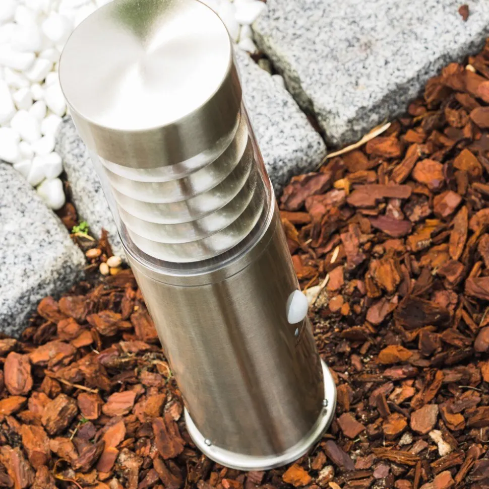 Borne D'Eclairage Dakar Acier Inoxydable, 1 Lumiere, Detecteur De Mouvement