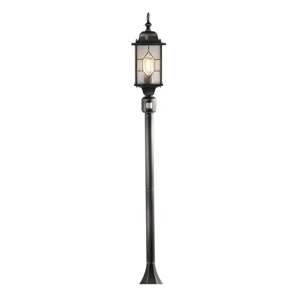 Borne D'Eclairage Konstsmide Milano Noir, 1 Lumiere, Detecteur De Mouvement