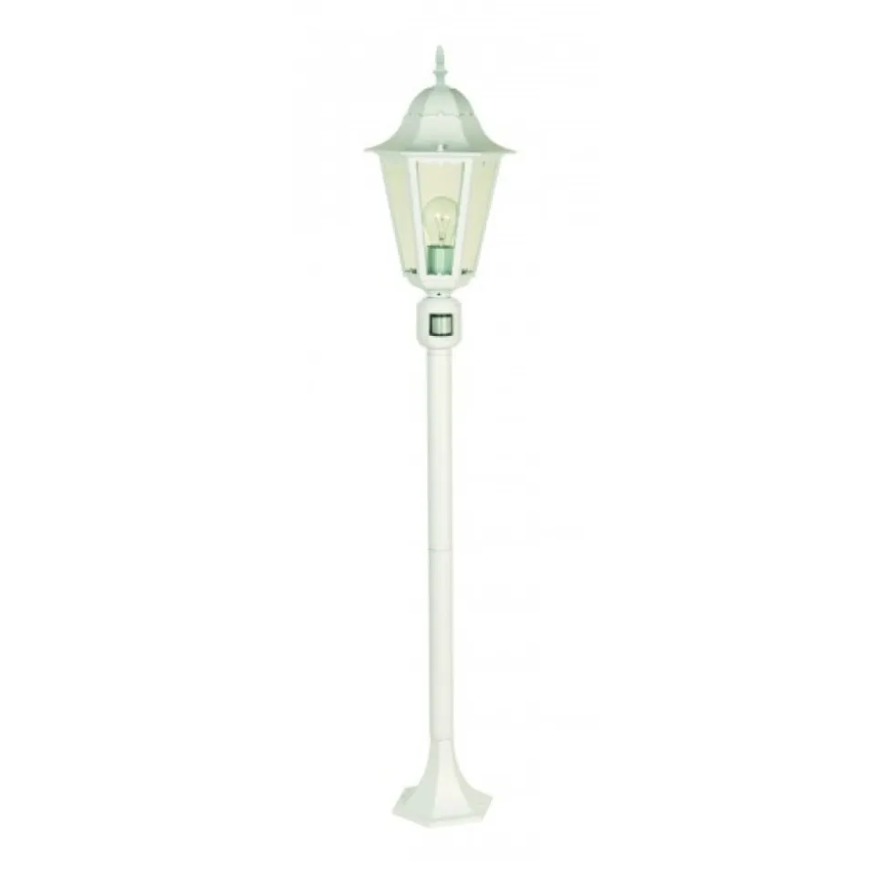 Borne D'Eclairage Lutec Bristol Blanc, 1 Lumiere, Detecteur De Mouvement