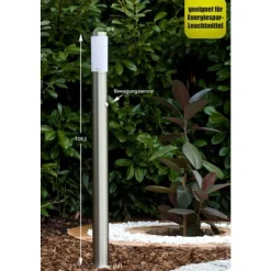 Borne D'Eclairage Massive Mygarden Utrecht Acier Inoxydable, Blanc, 1 Lumiere, Detecteur De Mouvement