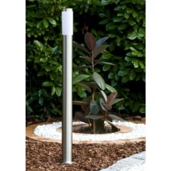 Borne D'Eclairage Massive Mygarden Utrecht Acier Inoxydable, Blanc, 1 Lumiere, Detecteur De Mouvement