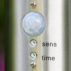 Borne D'Eclairage Tunes Acier Inoxydable, 1 Lumiere, Detecteur De Mouvement