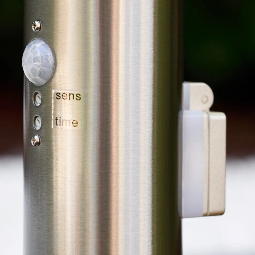 Borne D'Eclairage Tunes Acier Inoxydable, 1 Lumiere, Detecteur De Mouvement