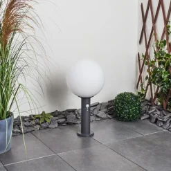 Borne Lumineuse Bubodefo Anthracite, 1 Lumiere, Detecteur De Mouvement
