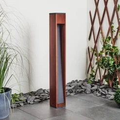Borne Lumineuse Byremo Bois Fonce, Noir, 1 Lumiere