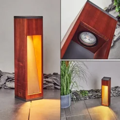 Borne Lumineuse Byremo Bois Fonce, Noir, 1 Lumiere