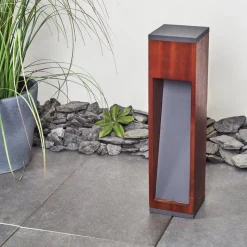 Borne Lumineuse Byremo Bois Fonce, Noir, 1 Lumiere