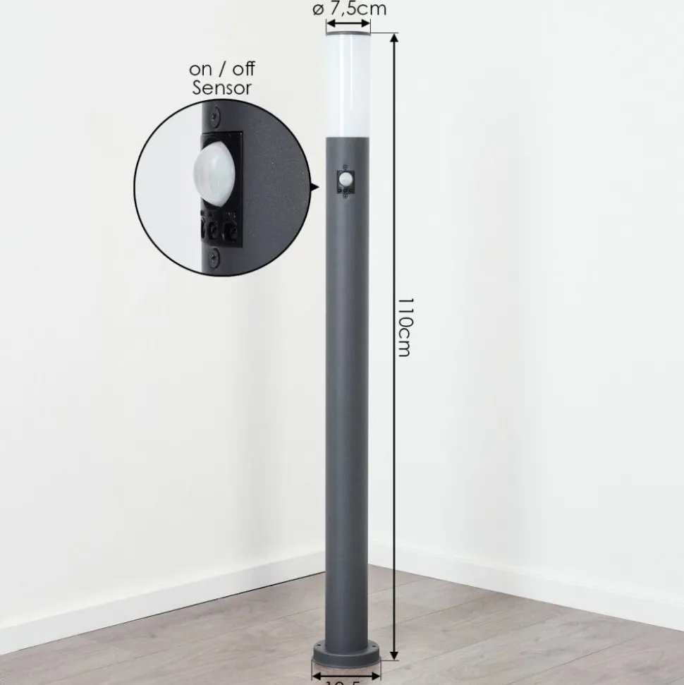 Borne Lumineuse Caserta Anthracite, 1 Lumiere, Detecteur De Mouvement