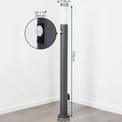 Borne Lumineuse Caserta Anthracite, 1 Lumiere, Detecteur De Mouvement