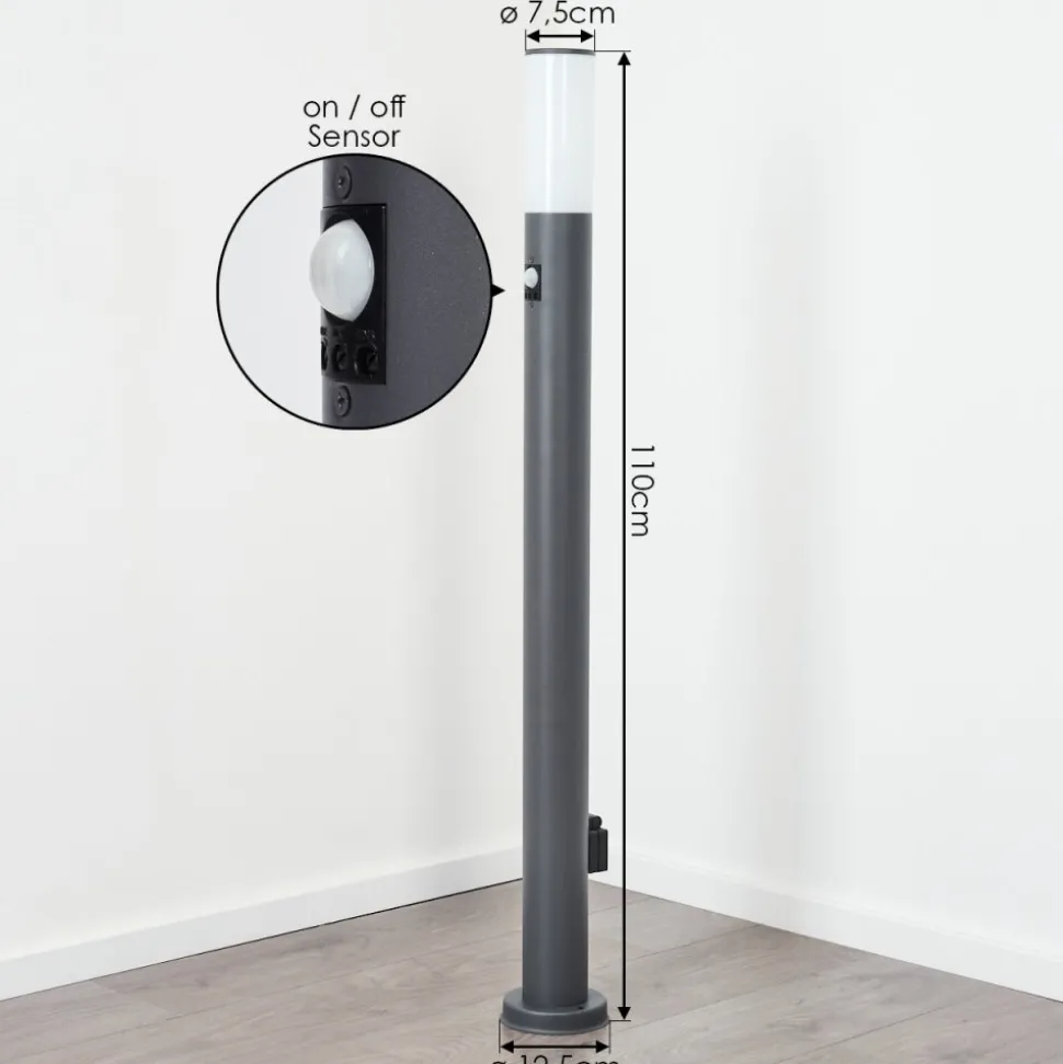 Borne Lumineuse Caserta Anthracite, 1 Lumiere, Detecteur De Mouvement