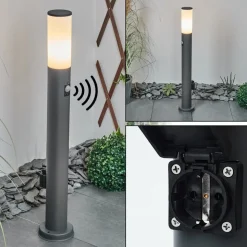 Borne Lumineuse Caserta Anthracite, 1 Lumiere, Detecteur De Mouvement