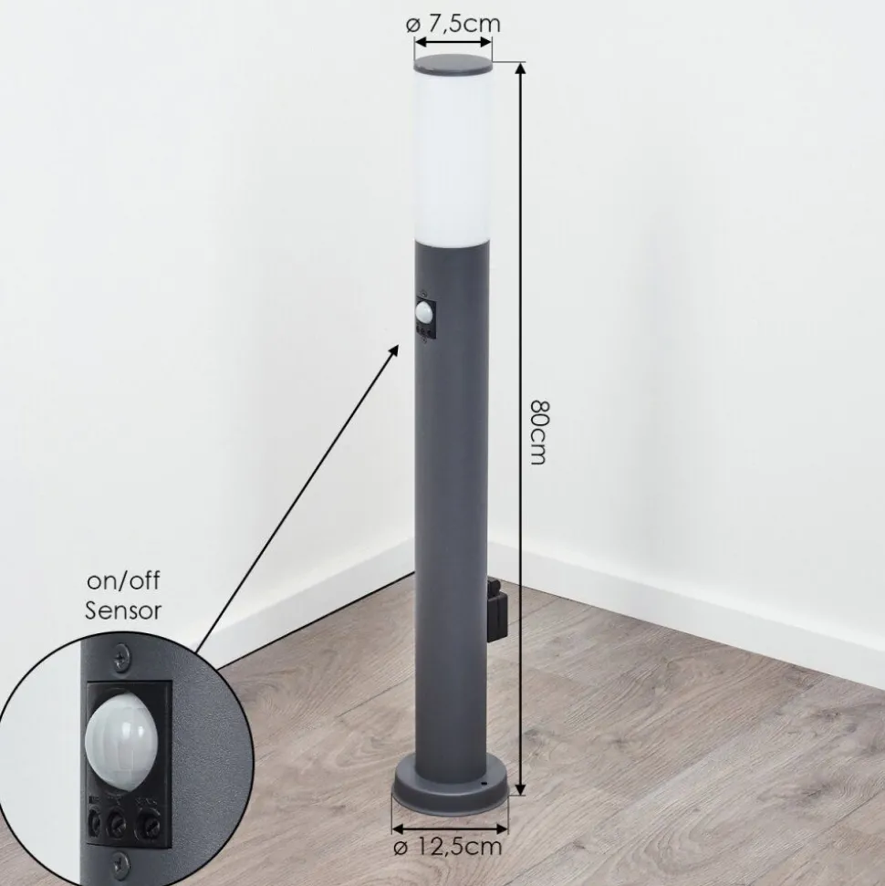 Borne Lumineuse Caserta Anthracite, 1 Lumiere, Detecteur De Mouvement